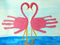 Handprint Flamingos