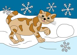 Malvorlage Katze im Schnee