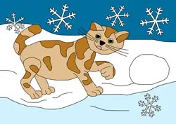 Malvorlage Katze im Schnee