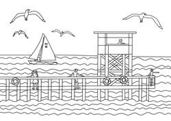 Ausmalbilder Ferien am Meer Basteln & Gestalten