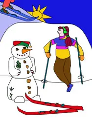 Malvorlage Skifahren