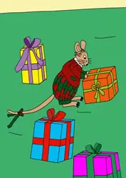 Malvorlage Maus mit Geschenken